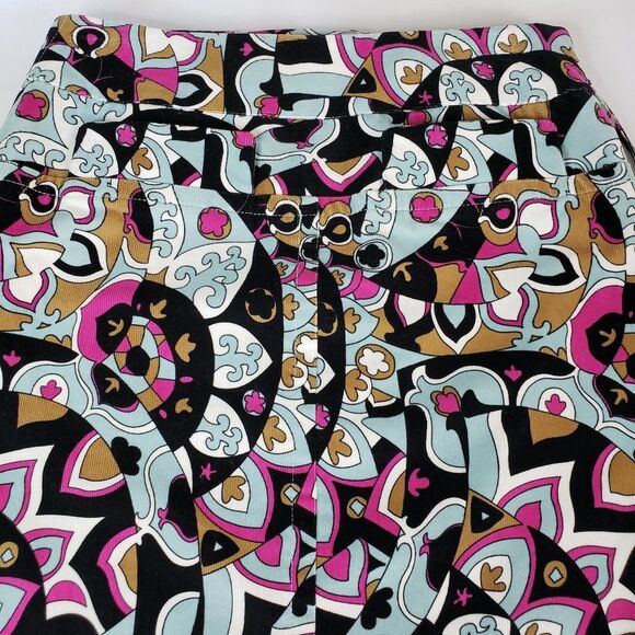 Etcetera Blue Abstract Art Print Corduroy Skirt womens 0 Knee Length - Picture 2 of 7